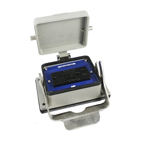 Automation Systems Interconnect Panel Interface Connector With A 120V GFCI Receptacle, Aluminum Housing, Locking Cover RAI-GFCI-202